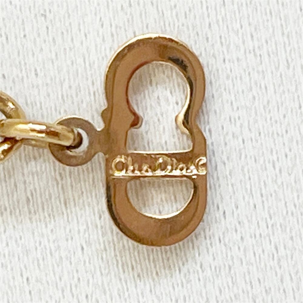 DIOR Vintage Necklace Heart Bow Gold Plated Rhinestone Pendant - Picture 7 of 10